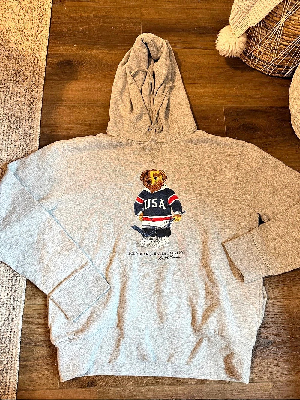 Polo Ralph Lauren Hockey Bear Fleece Hoodie Gray